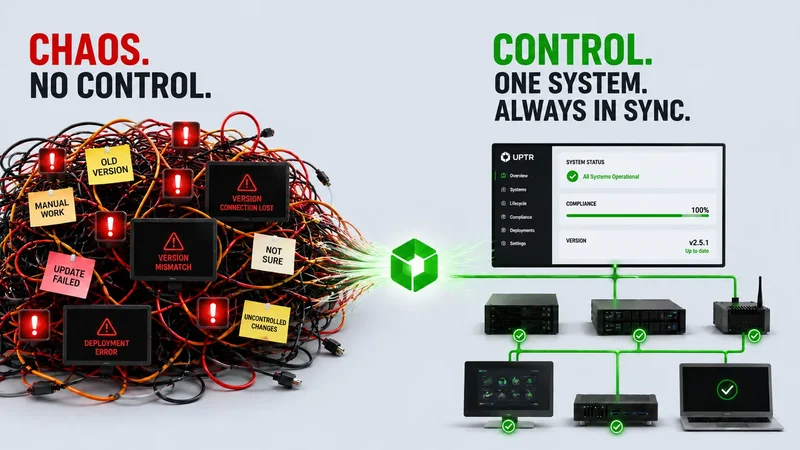 UPTR automation platform enabling full IT and OT lifecycle control from provisioning to updates and governance.