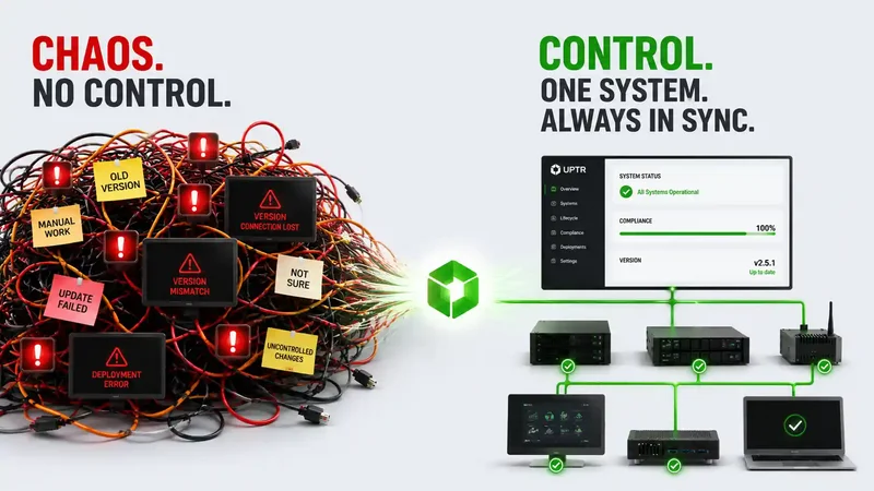 UPTR automation platform enabling full IT and OT lifecycle control from provisioning to updates and governance.