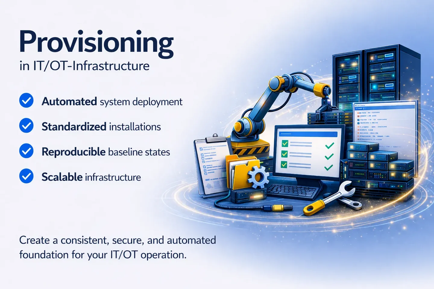 Automated system provisioning with UPTR ensuring secure baseline and zero touch deployment across infrastructure