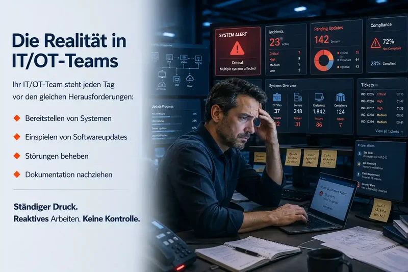 Proof-of-Value für die IT- und OT-Automatisierung zur Bewältigung von Infrastrukturkomplexität, Update-Risiken und betrieblichen Herausforderungen.